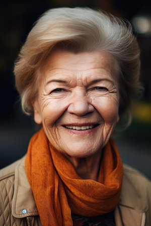 portrait of an attractive senior woman smiling happilyの素材
