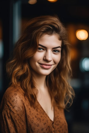portrait of an attractive young woman smiling and looking confidentの素材
