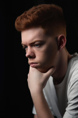 cropped shot of a young man looking dejectedの素材