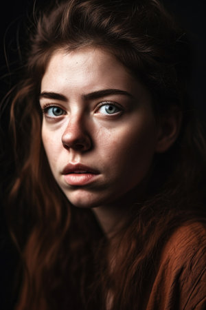 cropped shot of a young woman looking distressedの素材