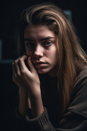 shot of a young woman suffering from mental health issuesの素材
