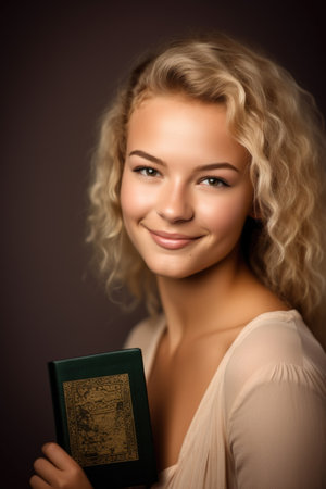 portrait of an attractive young woman holding her passport and smilingの素材