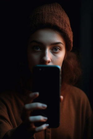 cropped portrait of an unrecognisable woman holding a smartphoneの素材