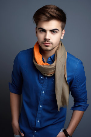 studio portrait of a stylish young man posing in casualwearの素材