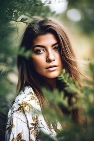 shot of a beautiful young woman in natureの素材