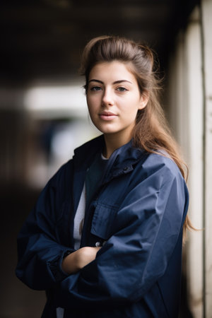 portrait of a young woman volunteering at a shelterの素材