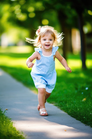 shot of an adorable little girl having fun outsideの素材