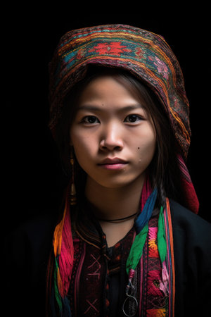 portrait of a young woman from the ethnic minority in vietnamの素材
