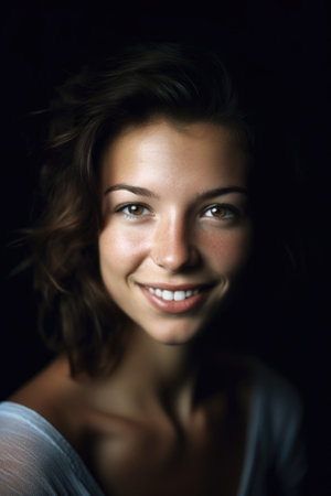 portrait of a young woman smiling at the cameraの素材
