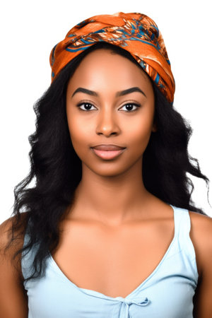 a young ethnic woman isolated on a white backgroundの素材