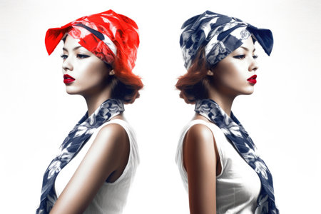 composite image of a fashionable young woman posing against white backgroundの素材