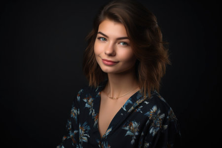 studio portrait of a beautiful young woman wearing casual wearの素材