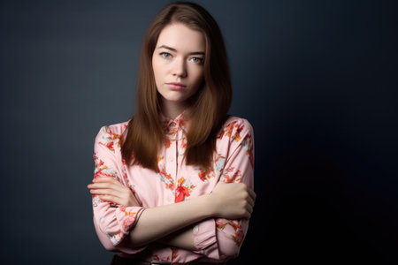 studio portrait of a fashionable young woman with her hand on her hipの素材