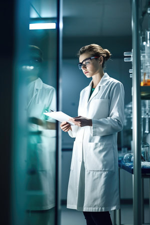 cropped shot of a scientist using a microscope while working in a laboratoryの素材