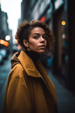 shot of a young woman in the cityの素材