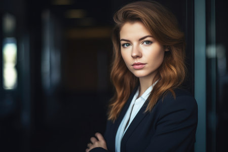 portrait of a young businesswoman standing in an officeの素材