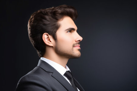 young handsome businessman looking at copyspaceの素材