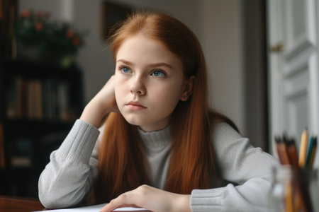 a serious young writer looking thoughtfully towards the cameraの素材