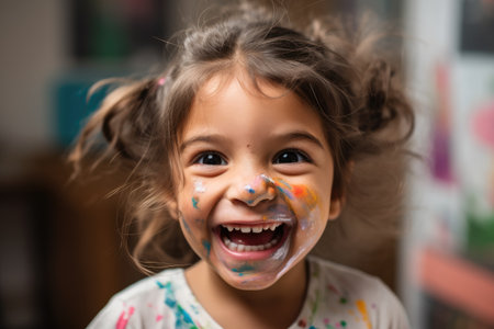 portrait of a young girl looking excited while spending time at an art therapy programの素材