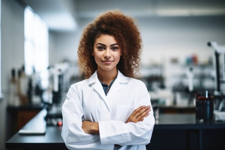 portrait of a confident young woman working in a science labの素材