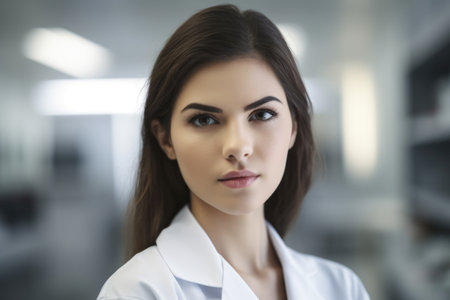 portrait of a confident young woman working in a research labの素材