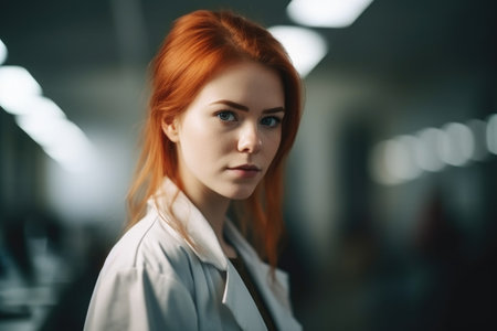 portrait of a confident young woman working in a research labの素材