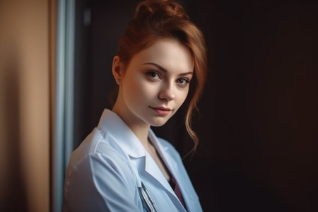 portrait of a confident young woman working in a medical clinicの素材