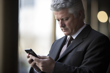businessman typing on his cellphoneの素材