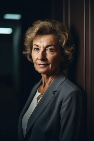 portrait of a mature businesswoman standing indoorsの素材