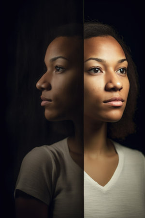 portrait of a young woman experiencing racial discrimination against herの素材