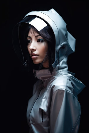 shot of a beautiful young woman wearing futuristic clothingの素材