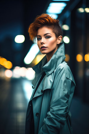 shot of a glamourous young woman posing against an urban backgroundの素材