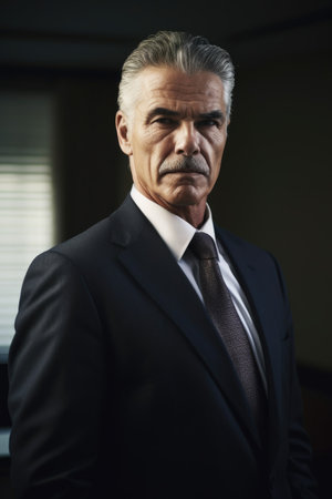 portrait of a mature businessman standing in an officeの素材