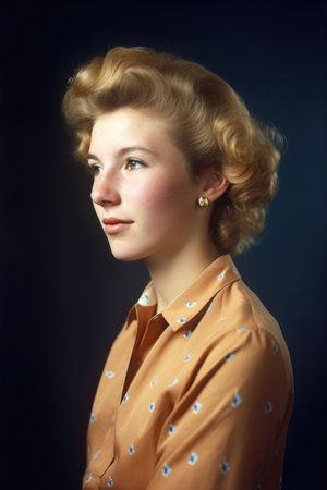 studio shot of a young woman wearing a three quarter sleeve garmentの素材