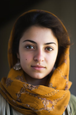 cropped shot of a young woman wearing a scarfの素材