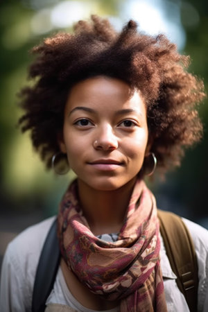 portrait of a young female activist standing outdoorsの素材