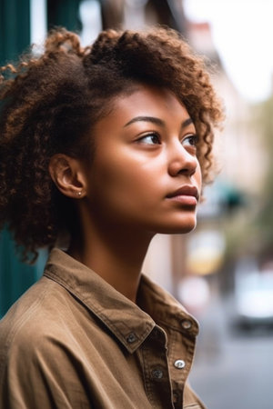 cropped shot of an attractive young woman looking thoughtful on a day outの素材