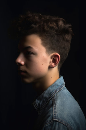 portrait of a young man in the studioの素材