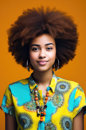 a cropped studio shot of a funky young woman with an afroの素材