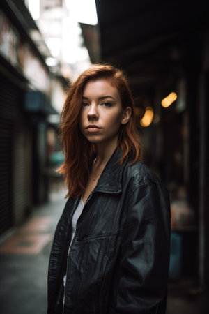 portrait of a confident young woman standing in an urban settingの素材