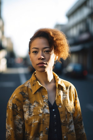 portrait of a confident young woman standing in an urban settingの素材