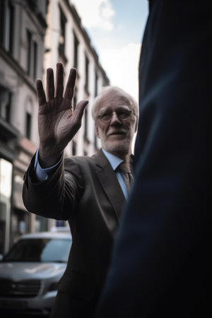 low angle shot of an unrecognisable man reaching for a handshakeの素材