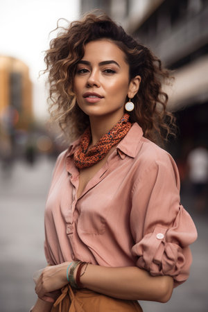 cropped shot of a woman in a trendy outfitの素材