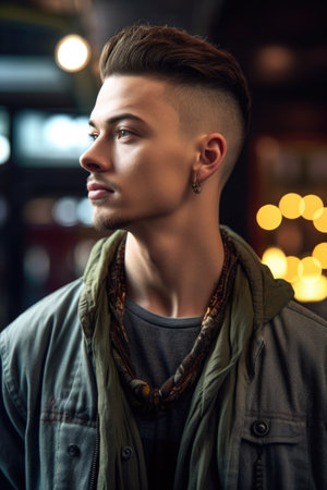 shot of a young man in casual urbanwear looking awayの素材