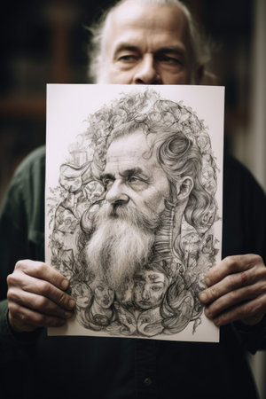 closeup shot of a man holding a drawingの素材
