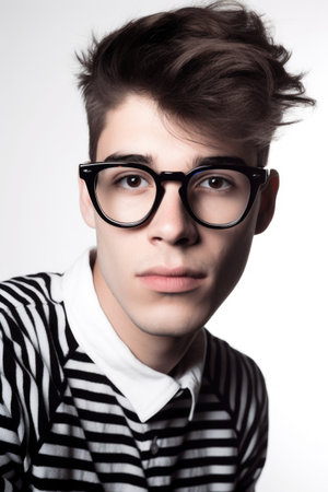 trendy man with trendy black and white glassesの素材