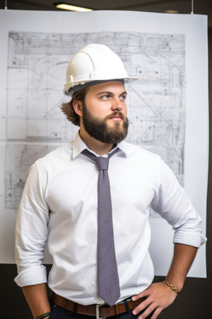 portrait of a handsome young male engineer standing in his officeの素材