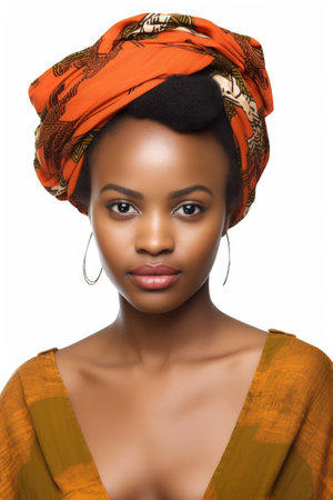 a beautiful young african woman isolated on whiteの素材