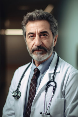 portrait of a mature doctor in the hospitalの素材
