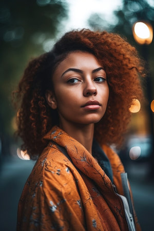 shot of a young woman standing outdoorsの素材
